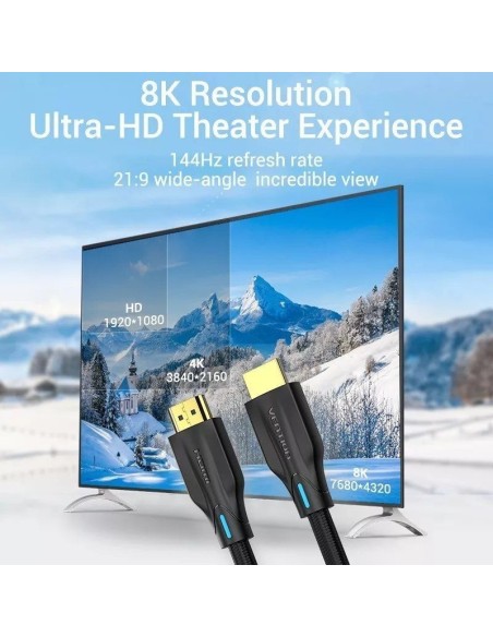 Cable HDMI 2.1 8K Vention AAUBH/ HDMI Macho - HDMI Macho/ 2m/ Negro