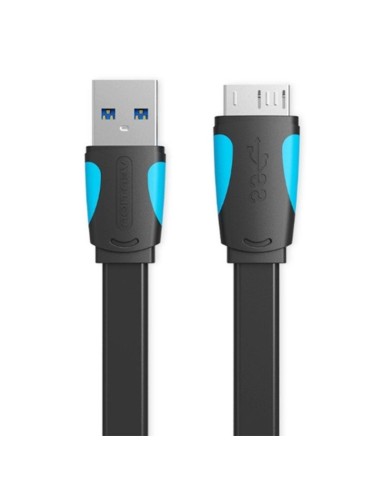 Cable USB 3.0 Vention VAS-A12-B050/ MicroUSB Macho - USB Macho/ 10W/ 5Gbps/ 50cm/ Azul y Negro
