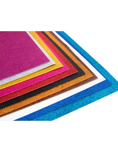 Goma eva con purpurina liderpapel 50x70cm 60g/m2 espesor 2mm azul oscuro