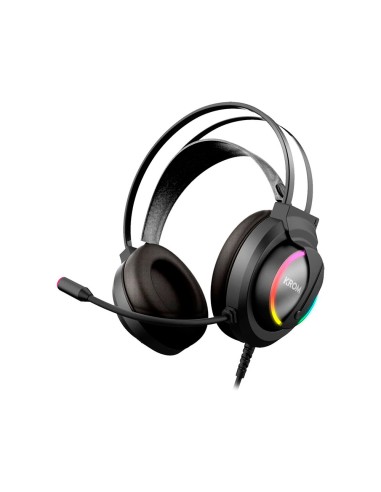 Auricular krom kappa gaming estereo con microfono flexible iluminacion led rgb rainbow longitud cable 210 cm
