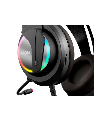 Auricular krom kappa gaming estereo con microfono flexible iluminacion led rgb rainbow longitud cable 210 cm