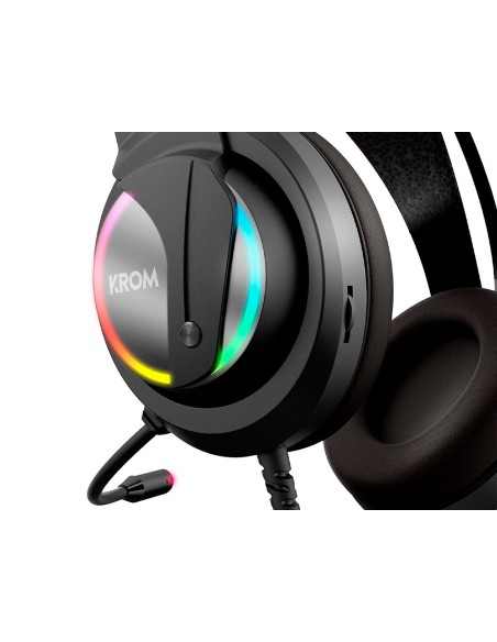 Auricular krom kappa gaming estereo con microfono flexible iluminacion led rgb rainbow longitud cable 210 cm