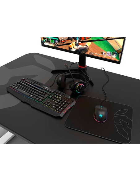 Auricular krom kappa gaming estereo con microfono flexible iluminacion led rgb rainbow longitud cable 210 cm