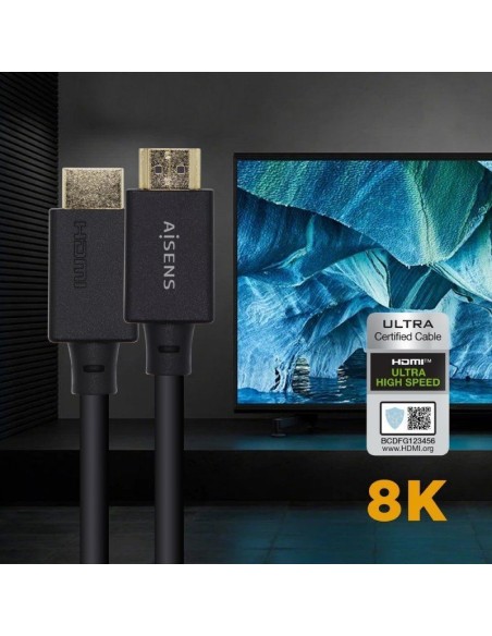Cable HDMI 2.1 8K Aisens A150-0421/ HDMI Macho - HDMI Macho/ 1m/ Certificado/ Negro