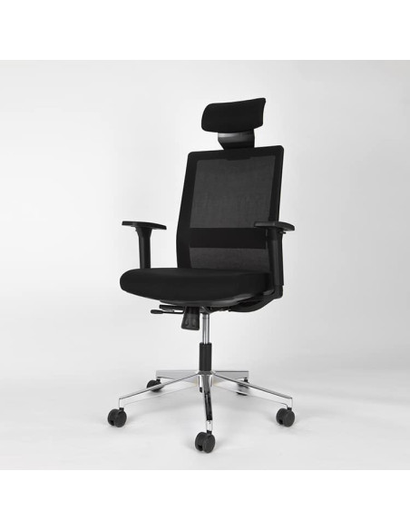 SILLA OPERATIVA NIZA NEGRO CON CABECERO