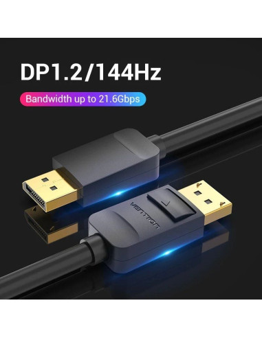 Cable DisplayPort 1.2 4K Vention HACBF/ DisplayPort Macho - DisplayPort Macho/ 1m/ Negro