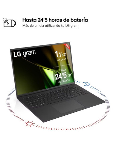 Portátil LG Gram 16ZD90S-G.AX75B Intel Core Ultra 7-155H/ 16GB/ 512GB SSD/ 16"/ Sin Sistema Operativo