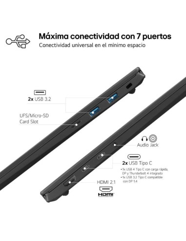 Portátil LG Gram 16ZD90S-G.AX75B Intel Core Ultra 7-155H/ 16GB/ 512GB SSD/ 16"/ Sin Sistema Operativo