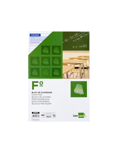 Bloc examenes liderpapel horizontal folio 40 hojas 60g/m2