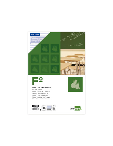 Bloc examenes liderpapel horizontal folio 40 hojas 60g/m2