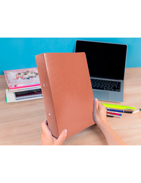 Carpeta de 2 anillas 25mm redondas liderpapel folio carton cuero