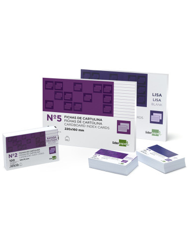 Ficha liderpapel rayada nº5 160x220 mm 180g/m2 paquete de 100 unidades