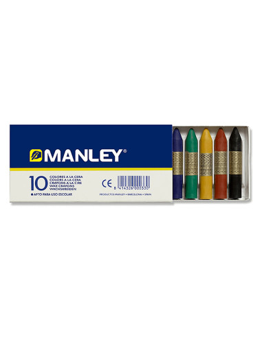Lapices cera manley caja de 10 colores surtidos