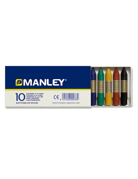 Lapices cera manley caja de 10 colores surtidos