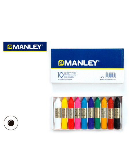 Lapices cera manley caja de 10 colores surtidos