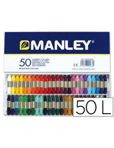 Lapices cera manley caja de 50 colores surtidos