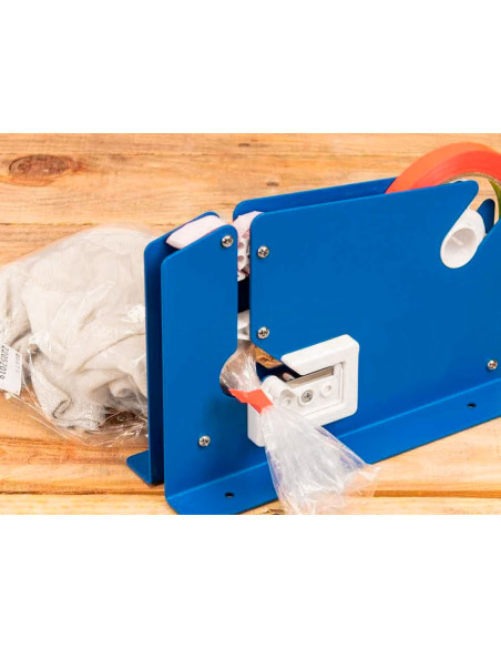 Maquina cierra bolsa q-connect metalica pintada color azul