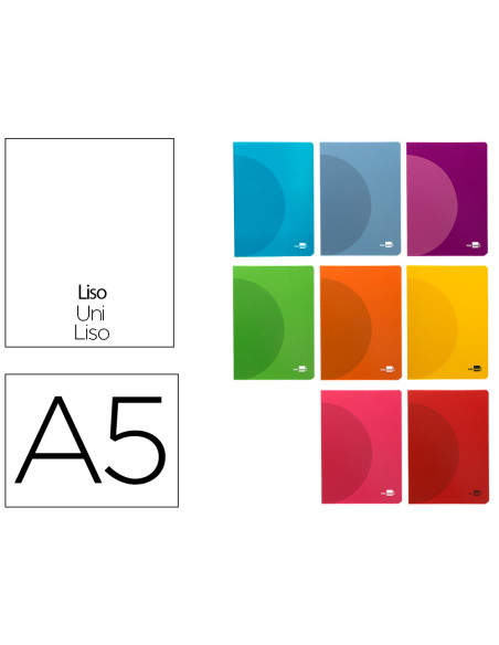 Libreta liderpapel 360 tapa de plastico a5 48 hojas 90g/m2 lisa sin margen colores surtidos