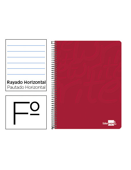 Cuaderno espiral liderpapel folio write tapa blanda 80h 60gr horizontal con margen color rojo