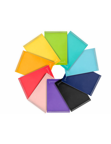 Cuaderno espiral liderpapel bolsillo dieciseiavo apaisado witty tapa dura dura 80h 60 grcuadro 4 mm colores stdos.