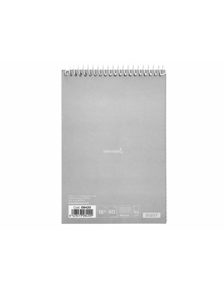 Cuaderno espiral liderpapel bolsillo dieciseiavo apaisado witty tapa dura dura 80h 60 grcuadro 4 mm colores stdos.