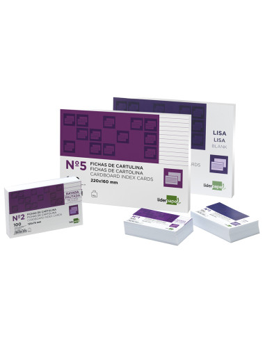Ficha liderpapel lisa nº5 160x220mm paquete de 100 180g