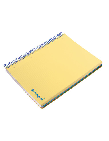 Cuaderno espiral liderpapel a4 micro wonder tapa plastico 120h 90 gr cuadro 5 mm 5 banda4 taladros color amarillo