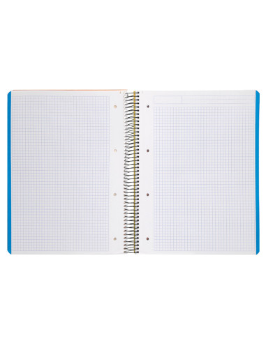 Cuaderno espiral liderpapel a4 micro wonder tapa plastico 120h 90 gr cuadro 5 mm 5 banda4 taladros color amarillo