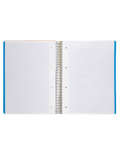 Cuaderno espiral liderpapel a4 micro wonder tapa plastico 120h 90 gr cuadro 5 mm 5 banda4 taladros color amarillo
