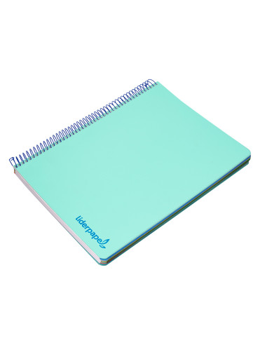 Cuaderno espiral liderpapel a4 micro wonder tapa plastico 120h 90 gr cuadro 5 mm 5 bandas 4 taladros color verde