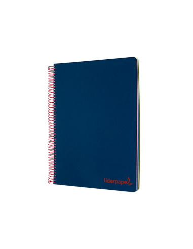 Cuaderno espiral liderpapel a4 micro wonder tapa plastico 120h 90 gr cuadro 5 mm 5 banda4 taladros color azul marino