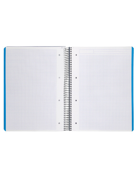 Cuaderno espiral liderpapel a4 micro wonder tapa plastico 120h 90 gr cuadro 5 mm 5 banda4 taladros color azul marino