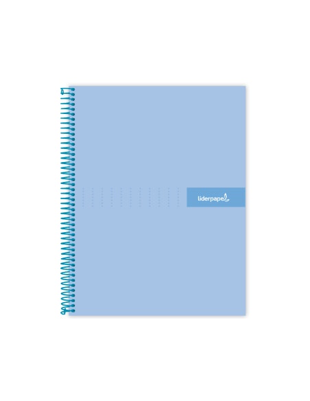 Cuaderno espiral liderpapel a5 micro crafty tapa forrada 120h 90 gr cuadro 5mm 5 bandas6 taladros color celeste