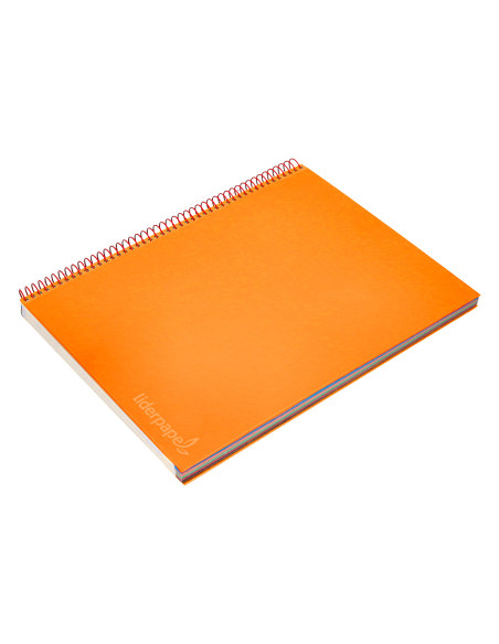 Cuaderno espiral liderpapel a4 micro jolly tapa forrada 140h 75 gr cuadro 5mm 5 bandas4 taladros color naranja