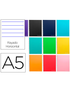 Cuaderno espiral liderpapel a5 micro jolly tapa forrada 140h 75 gr horizontal 5 bandas6 taladros colores surtidos