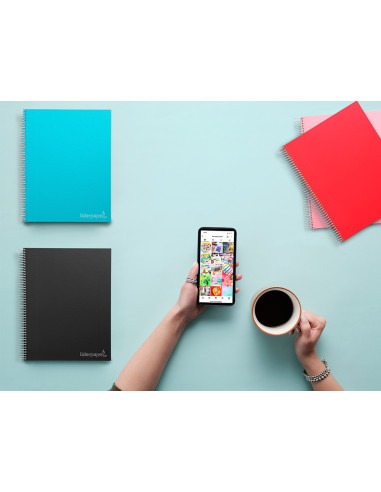 Cuaderno espiral liderpapel a5 micro jolly tapa forrada 140h 75 gr horizontal 5 bandas6 taladros colores surtidos