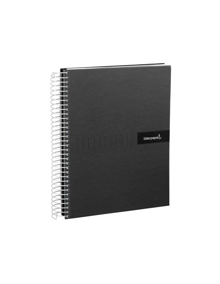 Cuaderno espiral liderpapel a4 crafty tapa forrada 80h 90 gr cuadro 4mm con margen color negro