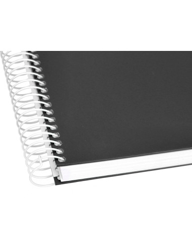 Cuaderno espiral liderpapel a4 crafty tapa forrada 80h 90 gr cuadro 4mm con margen color negro