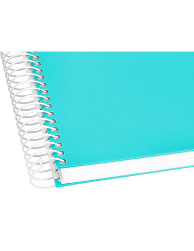 Cuaderno espiral liderpapel a4 crafty tapa forrada 80h 90 gr cuadro 4mm con margen color turquesa