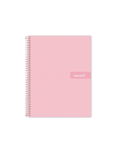 Cuaderno espiral liderpapel a4 crafty tapa forrada 80h 90 gr cuadro 4mm con margen color rosa