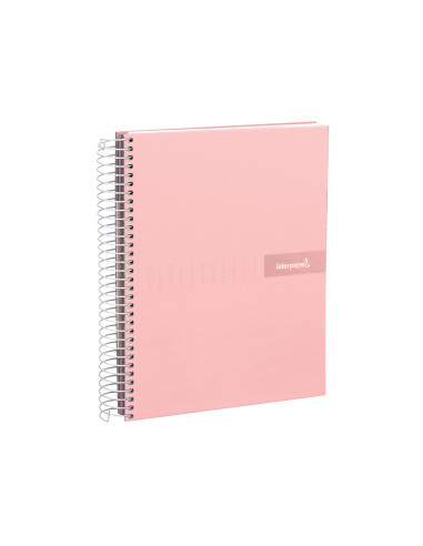 Cuaderno espiral liderpapel a4 crafty tapa forrada 80h 90 gr cuadro 4mm con margen color rosa