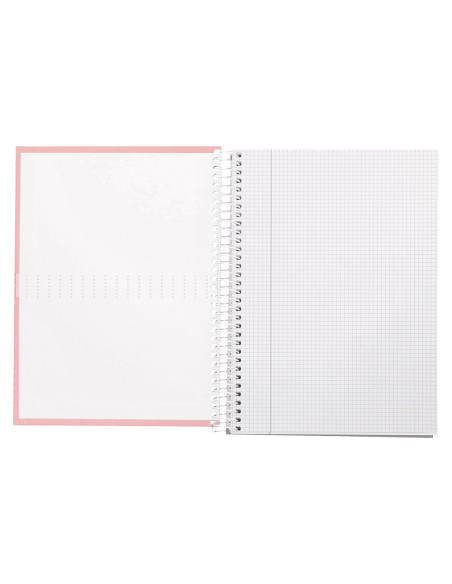 Cuaderno espiral liderpapel a4 crafty tapa forrada 80h 90 gr cuadro 4mm con margen color rosa
