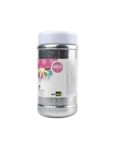 Purpurina liderpapel fantasia color plata metalizado bote de 450 gr