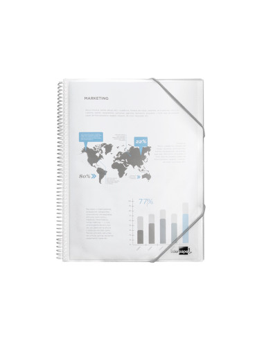 Carpeta liderpapel escaparate con espiral 30 fundas polipropileno din a4 transparente