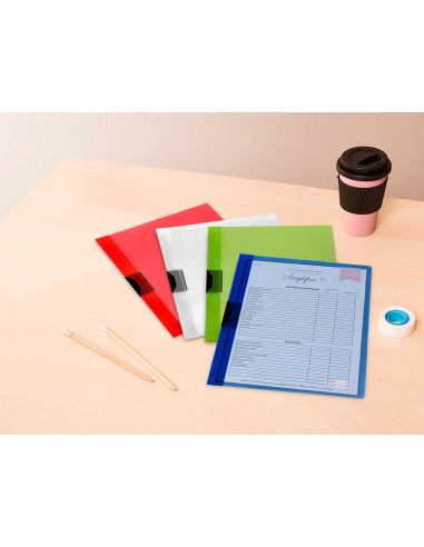 Carpeta liderpapel dossier pinza lateral polipropileno din a4 rojo translucido 30 hojas pinza deslizante