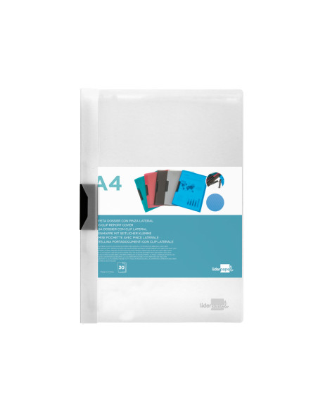 Carpeta liderpapel dossier pinza lateral polipropileno din a4 transparente 30 hojas pinza deslizante