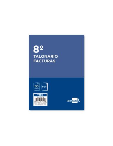 Talonario liderpapel facturas 8º original y 2 copias t300 con i.v.a.