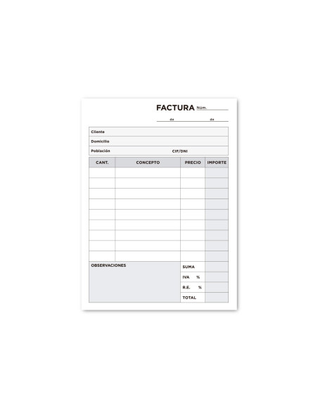 Talonario liderpapel facturas 8º original y 2 copias t300 con i.v.a.