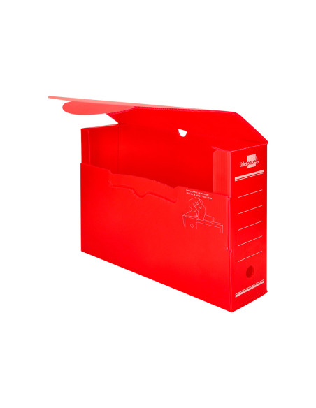 Caja archivo definitivo plastico liderpapel lomo 100 mm rojo 360x100x260 mm