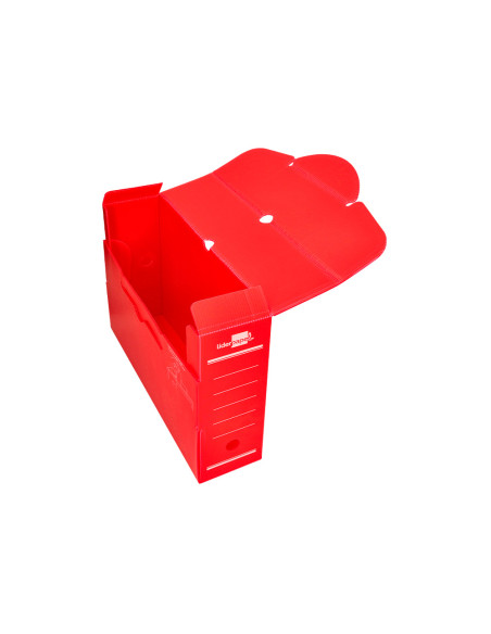 Caja archivo definitivo plastico liderpapel lomo 100 mm rojo 360x100x260 mm